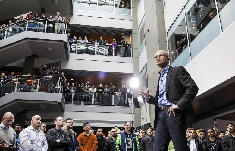 Исполнительный директор Microsoft Сатья Наделла сообщает о начале массовых сокращений (фото: hardware-360.com)
