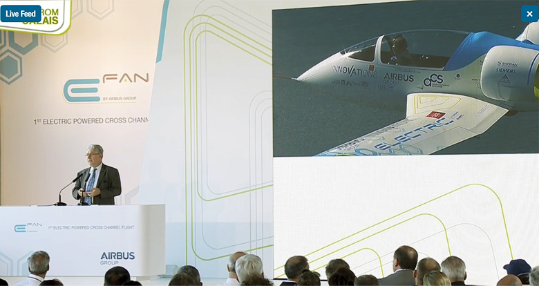 E-Fan официально объявлен первым электросамолётом, перелетевшим Ла-Манш (фото: Airbus).