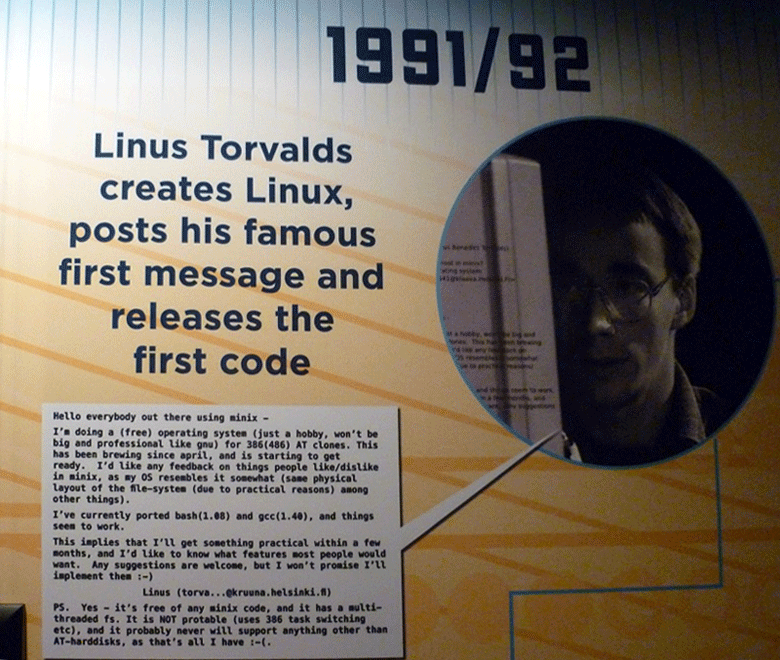 Первое сообщение о Linux (фото: arstechnica.com).