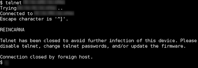 Linux.Wifatch предупреждает об опасности использования Telnet.