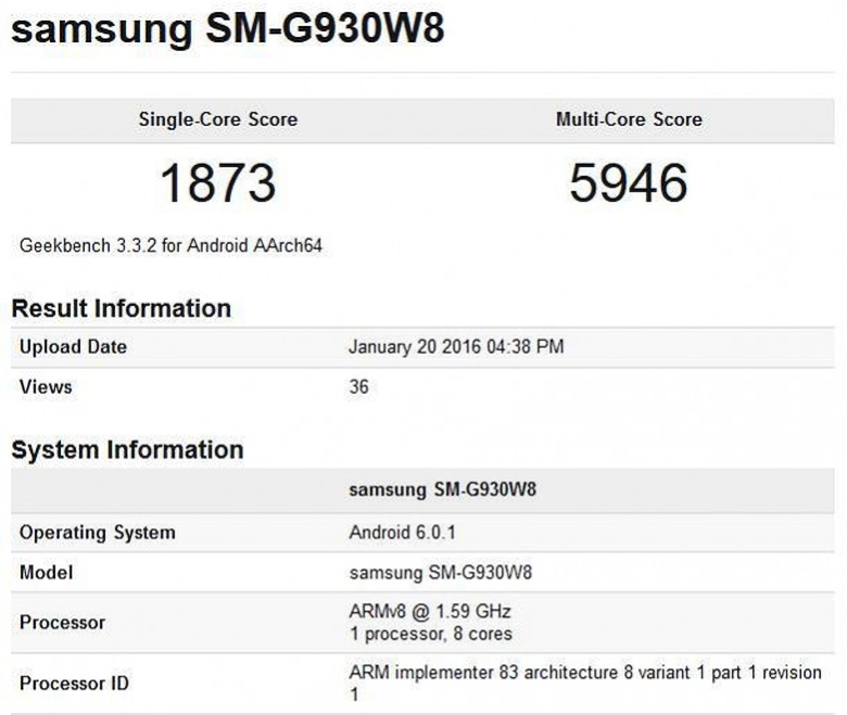 Тест производительности Samsung Galaxy S7 (изображение: napidroid.hu).