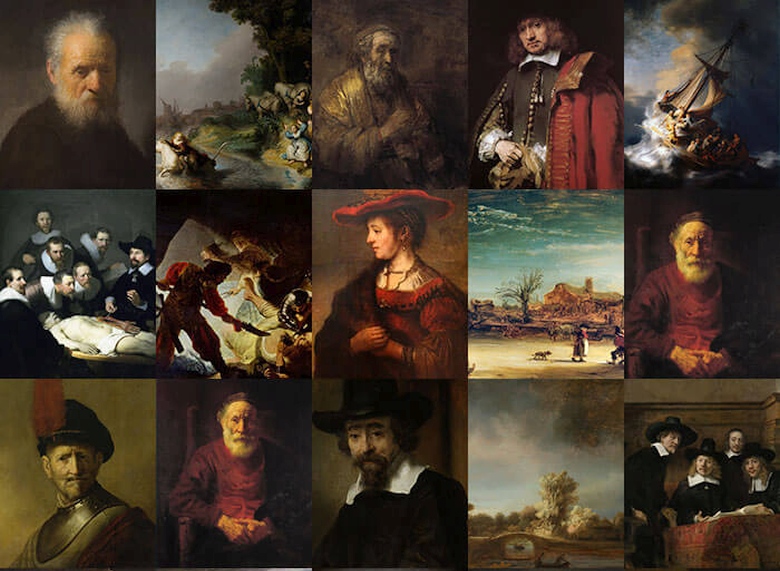 Примеры проанализированных картин Рембрандта (изображение: nextrembrandt.com). 
