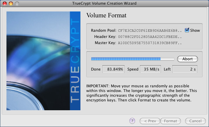 Создание зашифрованного раздела в Mac OS X с помощью TrueCrypt (изображение: truecrypt.org).