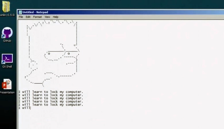 Автоматическое создание текстового документа с ASCII-графикой с помощью BadUSB (изображение: DerbyCon 4.0).
