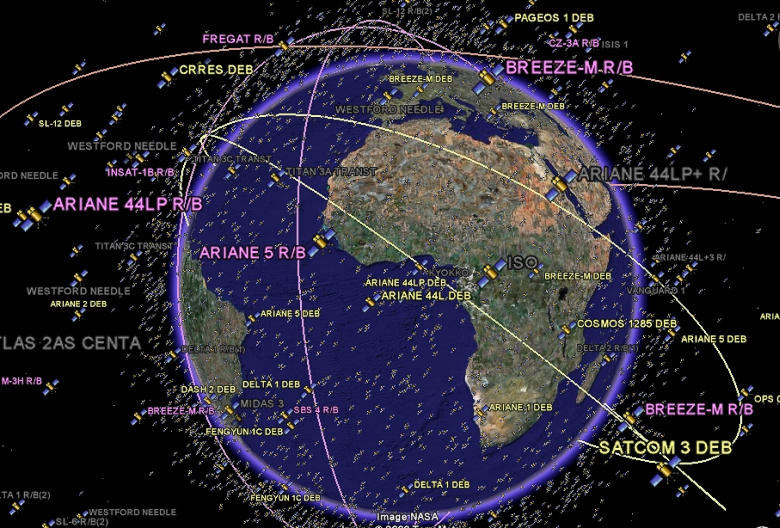 Более 13 тысяч искусственных спутников Земли и орбиты некоторых из них (изображение: universetoday.com). 