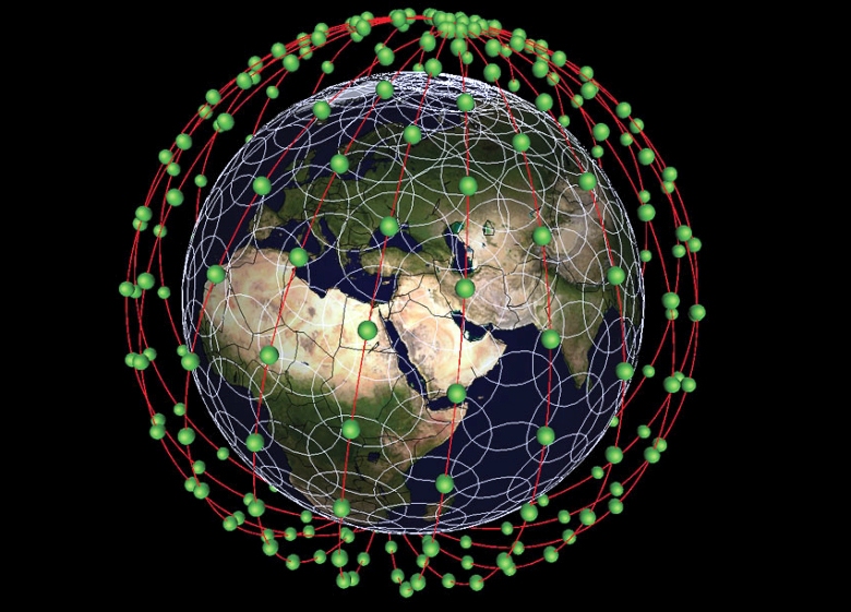 Примерная схема размещения частной сети телекоммуникационных спутников (изображение: spaceref.com).