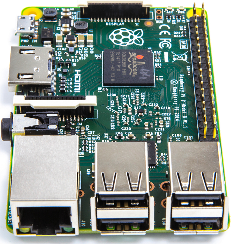 Raspberry Pi 2 - 4 порта USB 2.0 и порт Ethernet 10/100.