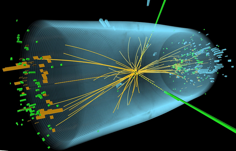 Моделирование протонных столкновений в эксперименте CMS (изображение: CERN / AFP).