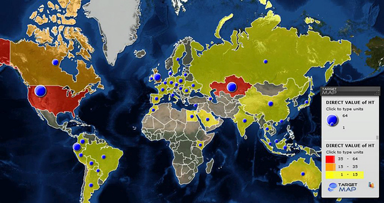 Расположение командных серверов Hacking Team (изображение: securelist.com).