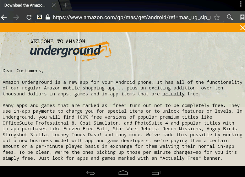 Amazon запустила сервис Underground.