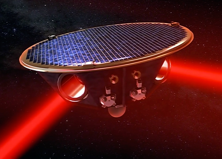 Космический лазерный интерферометр eLISA (изображение: ESA).
