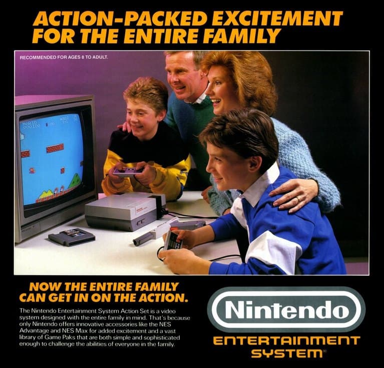 Оригинальная NES в рекламе 80-х.