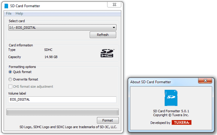 SD Card Formatter v.5.0.1