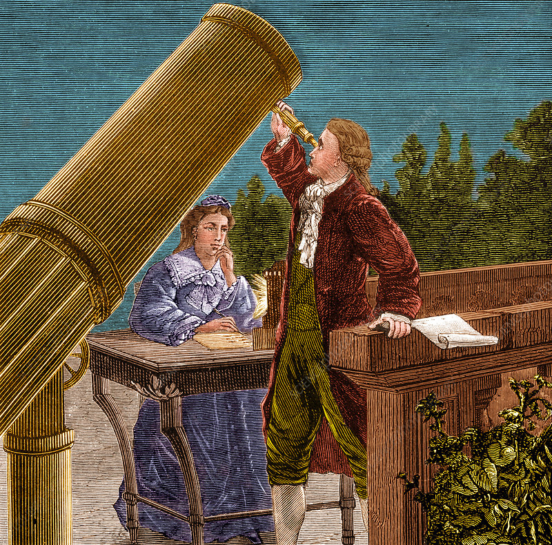 Уильям Гершель с сестрой Каролиной в ночь открытия Урана