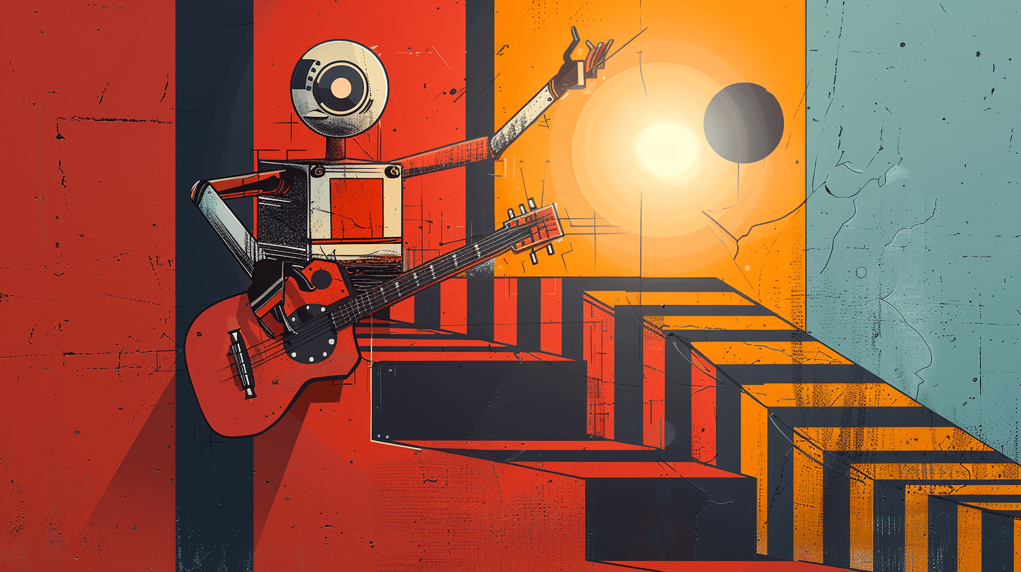 робот, гитара