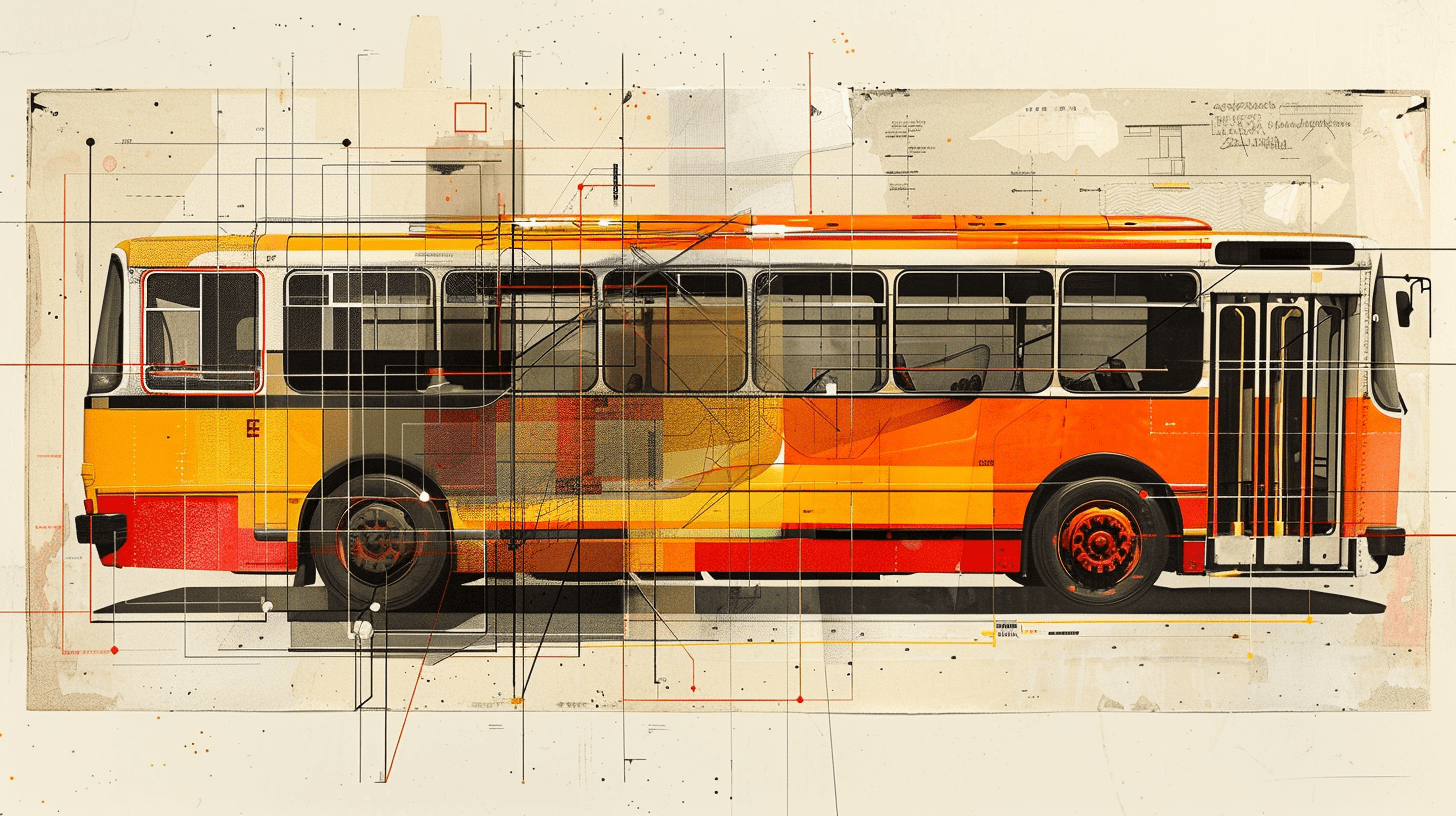 автобус и чертежи