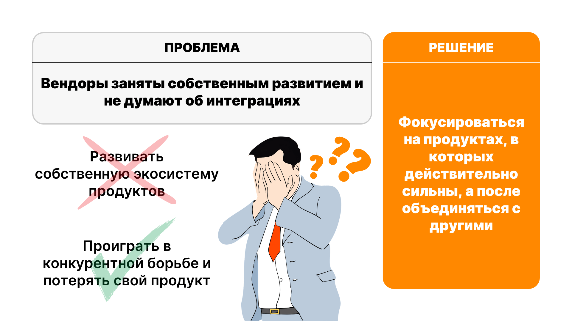 Вендоры заняты собственным развитием и не думают об интеграциях с другими компаниями
