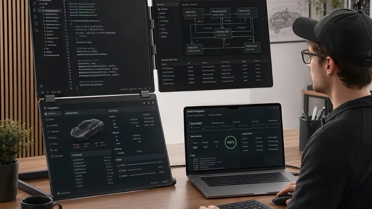 NexFold выпускает Г-образный монитор с тремя экранами