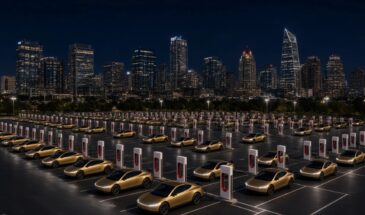 Tesla строит крупномасштабный зарядный хаб для роботакси