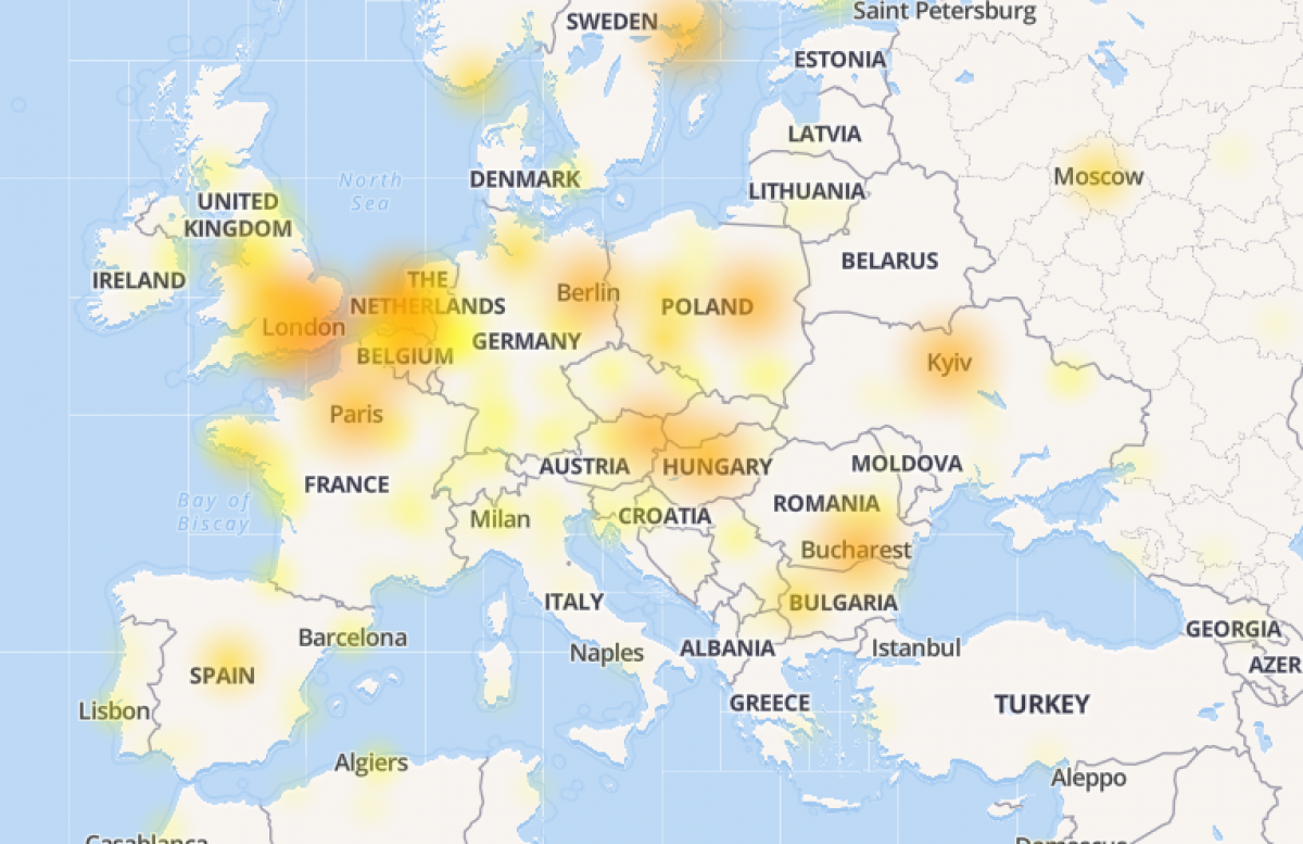 Карта жалоб на Facebook* над Европой // Источник: UNIAN