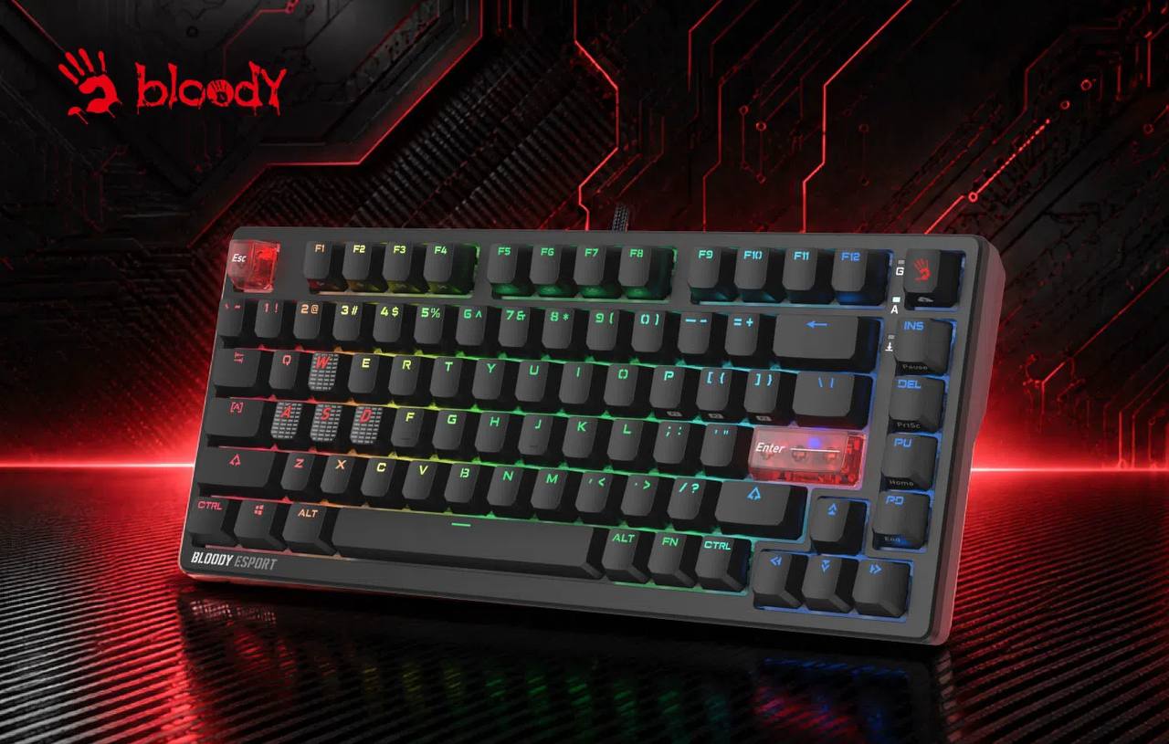 Игровая клавиатура Bloody MS76 стала ярче, обновленная версия с подсветкой символов