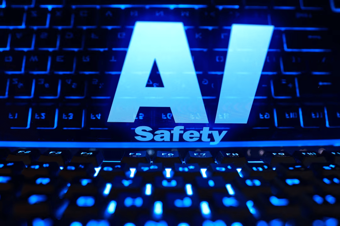 Надпись AI Safety над подсвеченной клавиатурой