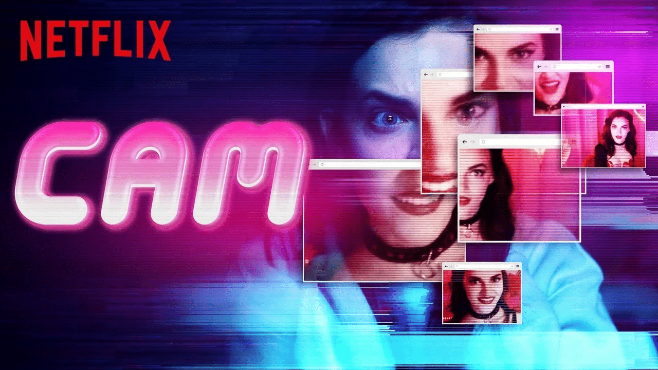 Постер «Веб-камеры» от Netflix: коллаж окон трансляций с главной героиней