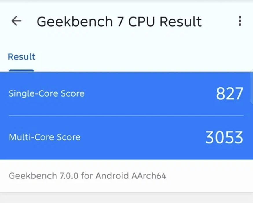 Результаты Geekbench 7 на смартфоне TECNO: 827 и 3053 балла